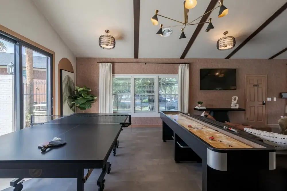 clubhouse ping pong table and shuffleboard the vine at bermuda run apartments near gsu