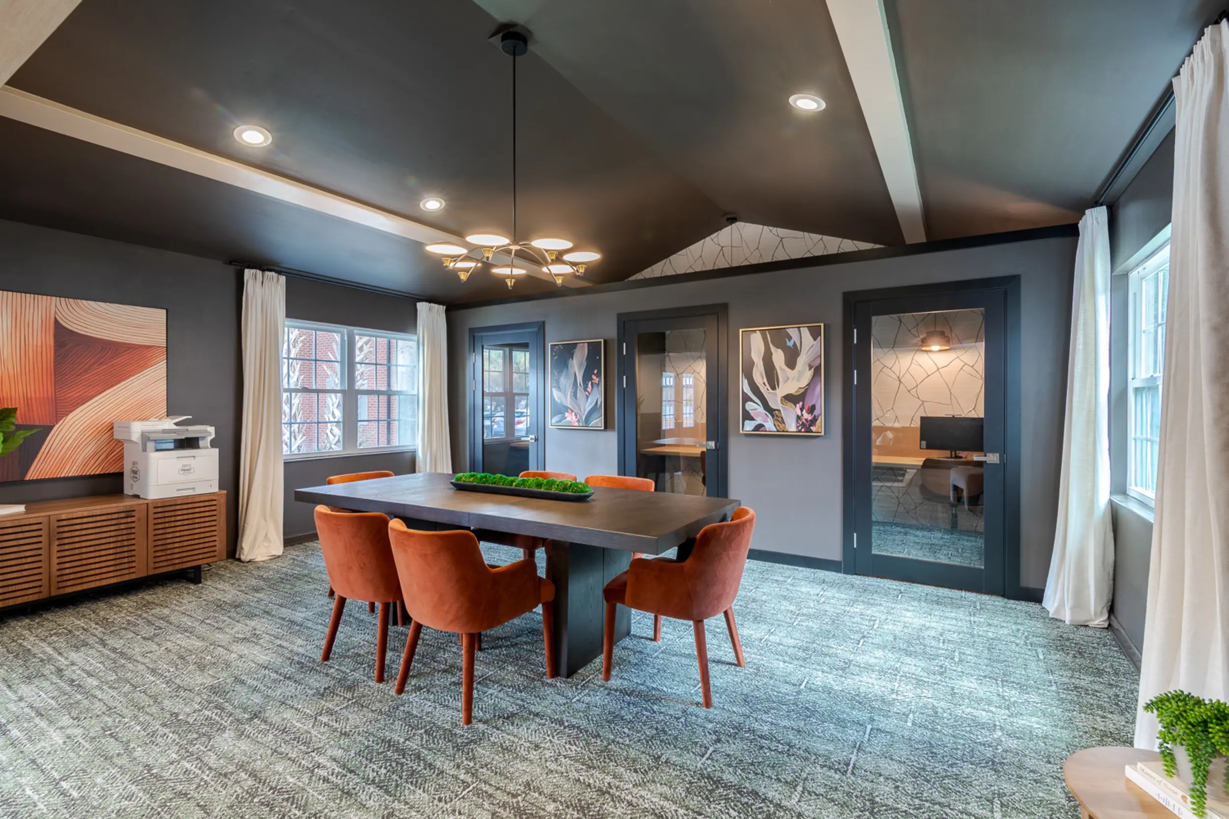 collaboration lounge with private study rooms the vine at bermuda run apartments near gsu