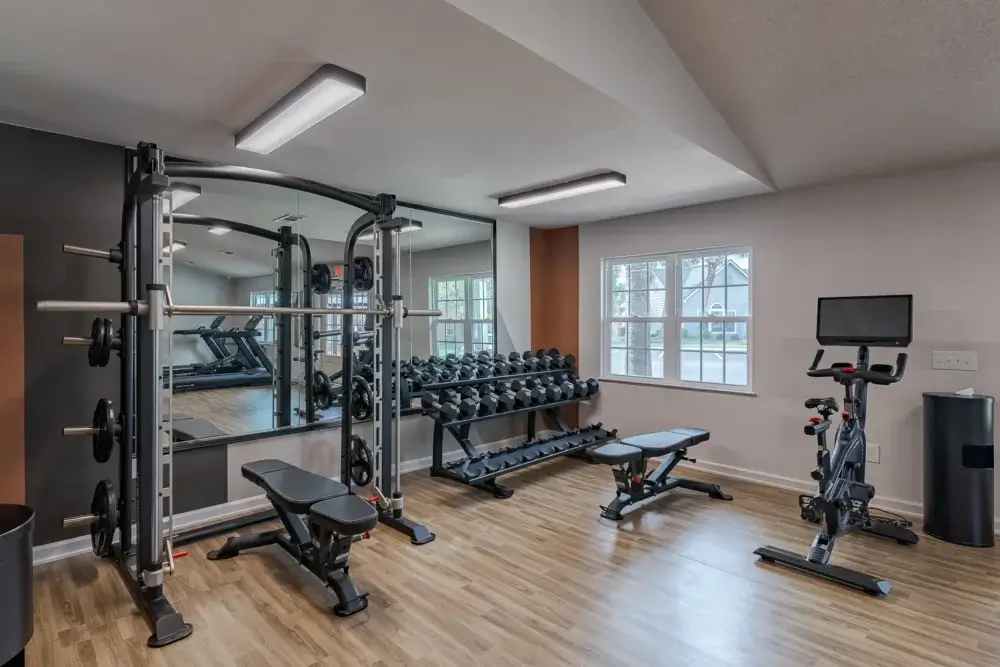 fitness center free weights the vine at bermuda run apartments near gsu