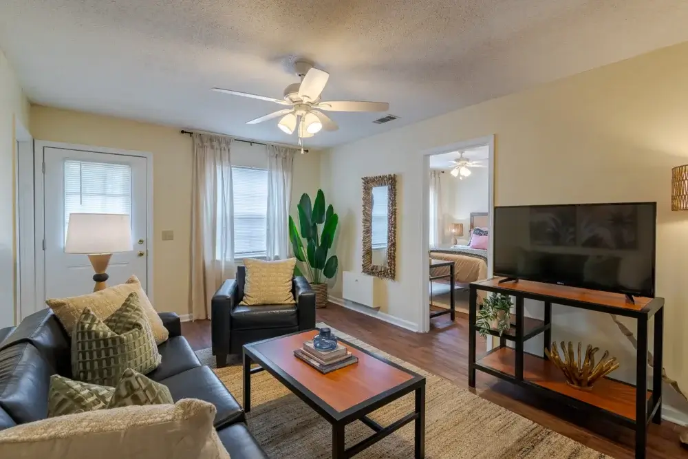 fully furnished living room the vine at bermuda run apartments near gsu