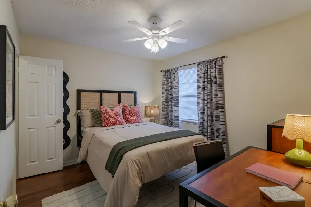 furnished bedroom the vine at bermuda run apartments near gsu